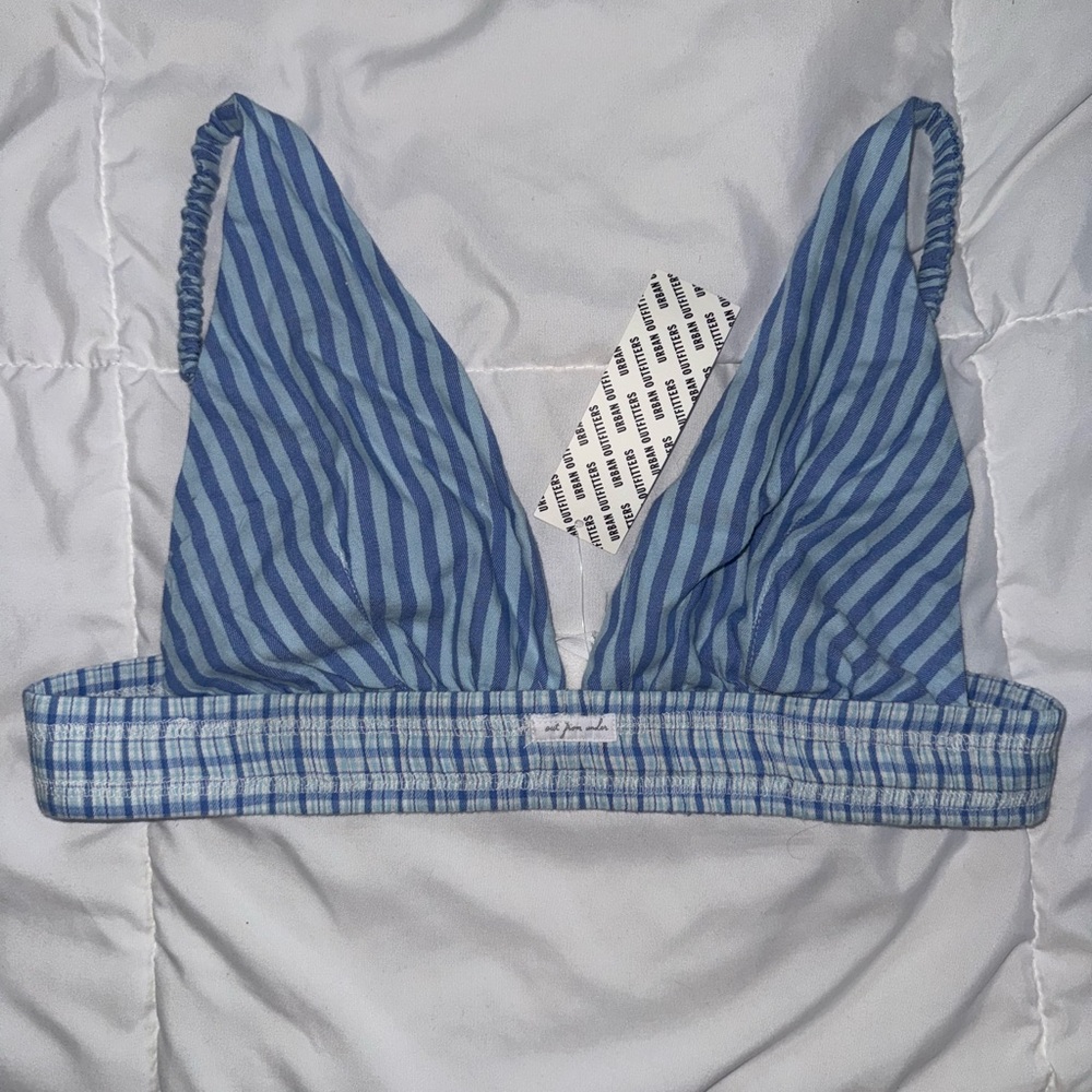 Urban Outfitters Blue and White Striped Bra Top
